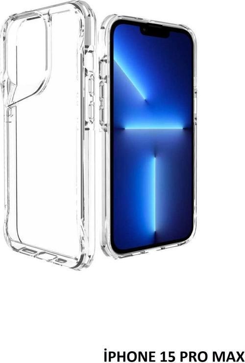 İphone 15 Pro Max Kılıf Kamera Çıkıntılı Şeffaf Darbe Emici Sert Silikon Kapak T-Max