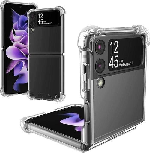 Samsung Z Flip 3 Şeffaf Korumalı Silikon Kılıf - Kapak