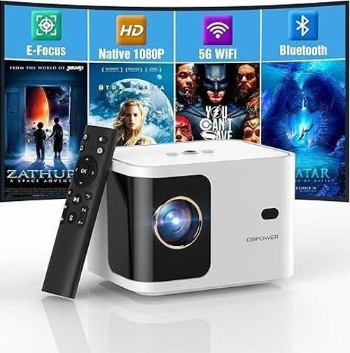 5G WiFi Mini Bluetooth Projektör 4K, 1080P Wifi,Hdmi,Usb - Beyaz