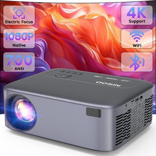 1080P Projektör, 700 ANSI 4K Destekler, WiFi ve Bluetooth