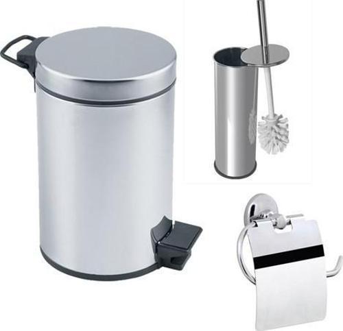Banyo 3 Lt Çöp Kovası Seti Çöp Kovası Fırça Kağıtlık