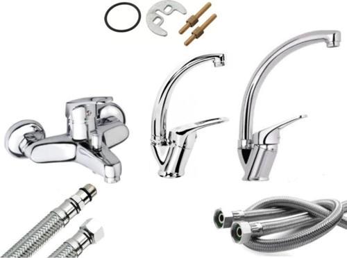 Banyo Bataryası Mix Kuğu Lavabo ve Mix Kuğu Mutfak Musluğu Bataryası 3 Lü Set