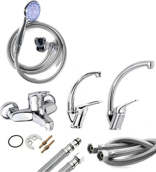 Duş Başlığı Banyo Mix Kuğu Lavabo Mix Mutfak Eviye Musluğu Batarya 4 lü Set