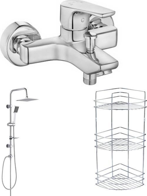 Eca Niobe Banyo Bataryası Tema Quadro Tepe Duş Set 3'lü Köşe Raf