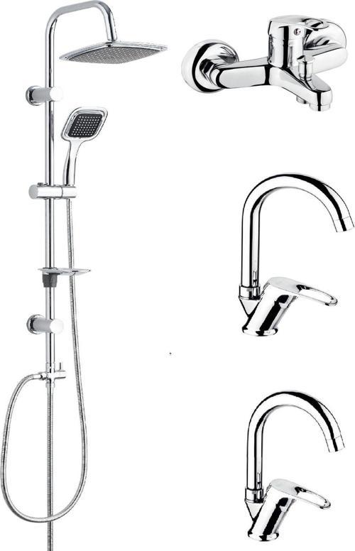 Mix Banyo Kuğu Lavabo Evye Bataryası ve Robot Duş Takımı