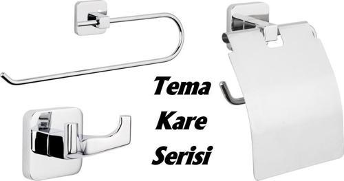 Tema Kare Kapaksız Havluluk Kapaklı Kağıtlık 2 li Bornoz Askılık