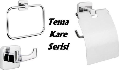 Tema Kare Yuvarlak Havluluk Kapaklı Kağıtlık 2 li Bornoz Askılık