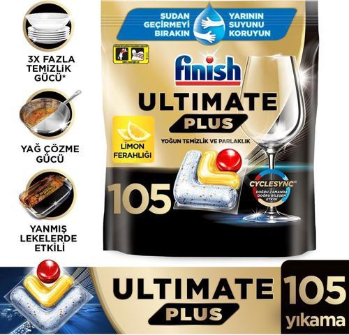 Ultimate Plus Hepsi Bir Arada 105 Kapsül Limon Bulaşık Makinesi Deterjanı Tableti