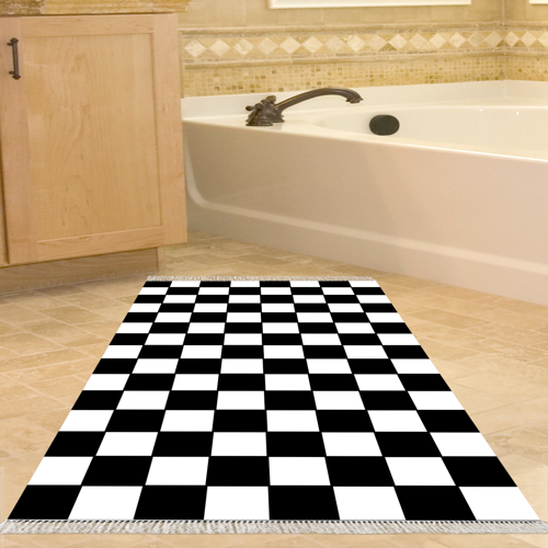 Eko Trend DJT Banyo Paspası Yıkanabilir Kaymaz Taban S5056 Geometrik Siyah