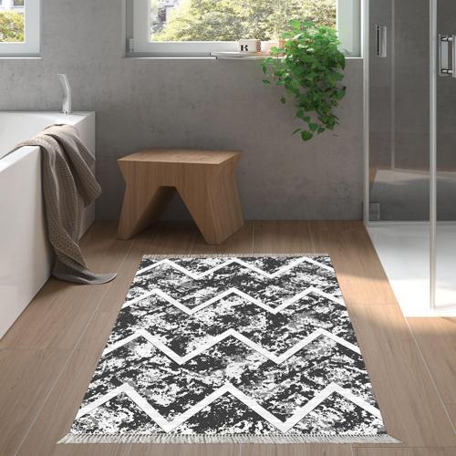 Kaymaz Taban Djt Banyo Halısı Yıldız Deri Saçaklı İskandinav F5128 Mor