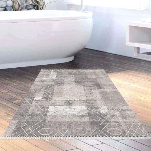 Kaymaz Taban Djt Banyo Halısı Yıldız Deri Saçaklı İskandinav F5132 Kahve