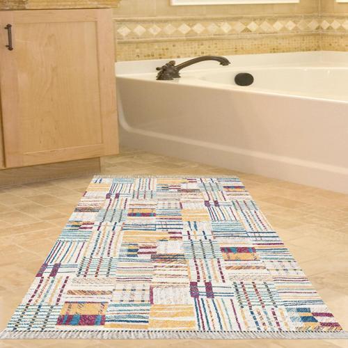 Kaymaz Taban Djt Banyo Halısı Yıldız Deri Saçaklı Modern 1937 Kahve Bej