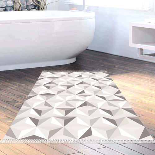 Kaymaz Taban Djt Banyo Halısı Yıldız Deri Saçaklı Modern 1944 Bej