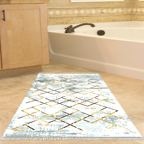 Kaymaz Taban Djt Banyo Halısı Star Pamuk Saçaklı Modern M5026 Gold