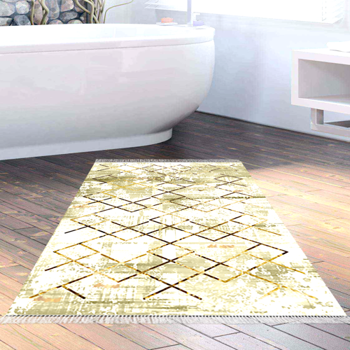 Kaymaz Taban Djt Banyo Halısı Star Pamuk Saçaklı Modern M5026 Gold