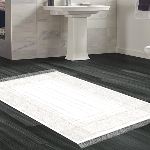 Kaymaz Taban Djt Banyo Halısı Star Pamuk Saçaklı Modern M5076 Mavi