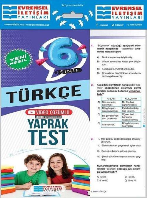 6. Sınıf Türkçe Yeni Nesil Yaprak Test