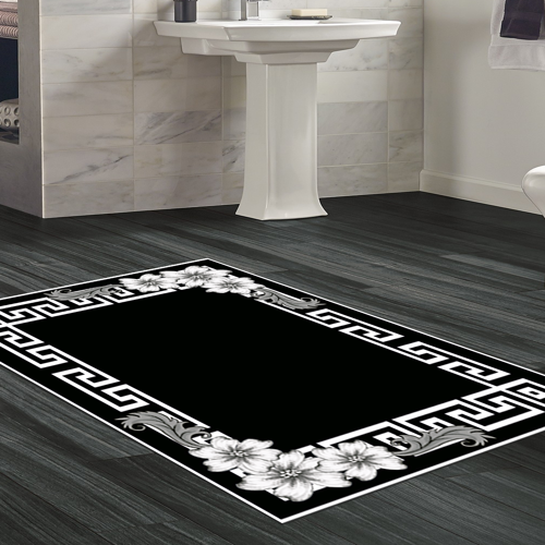 Kaymaz Taban Djt Banyo Halısı Star Pamuk Modern Kt494 Siyah