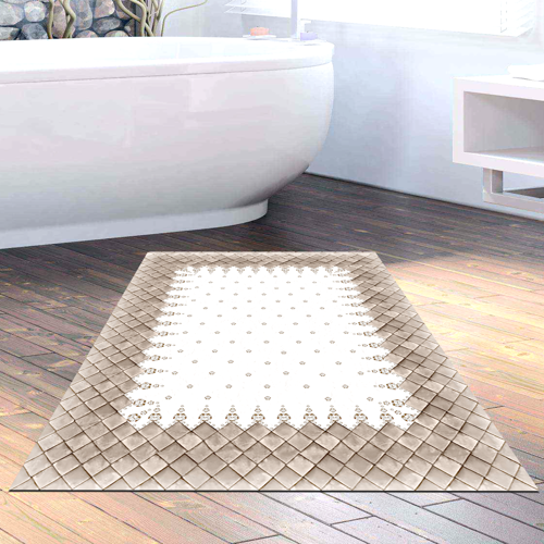 Kaymaz Taban Djt Banyo Halısı Yıldız Deri Modern 1529 Krem