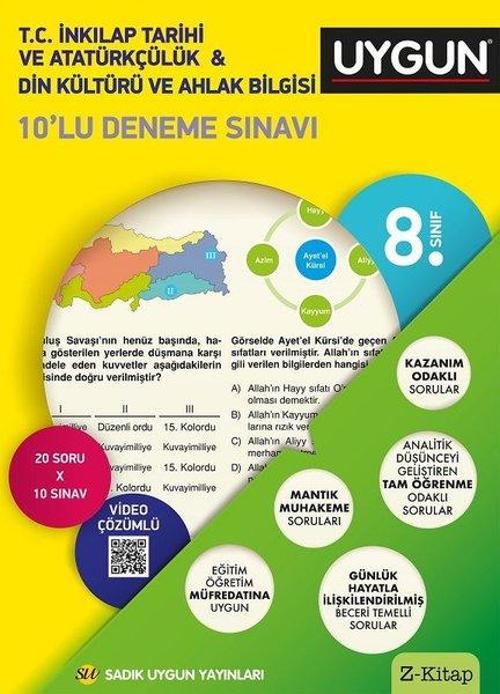 8.Sınıf Deneme Kitabı 10'Lu  İnkılap Tarihi Ve Atatürkçülük - Din Kültürü Ve Ahlak