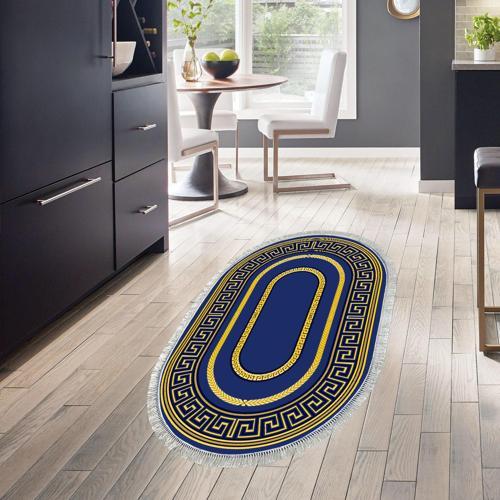 Kaymaz Taban Djt Mutfak Halısı Yıldız Deri Saçaklı Oval Modern 651M Kahve