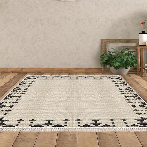 Kaymaz Taban Djt Salon Halısı Trend Saçaklı Modern 1945 Bej