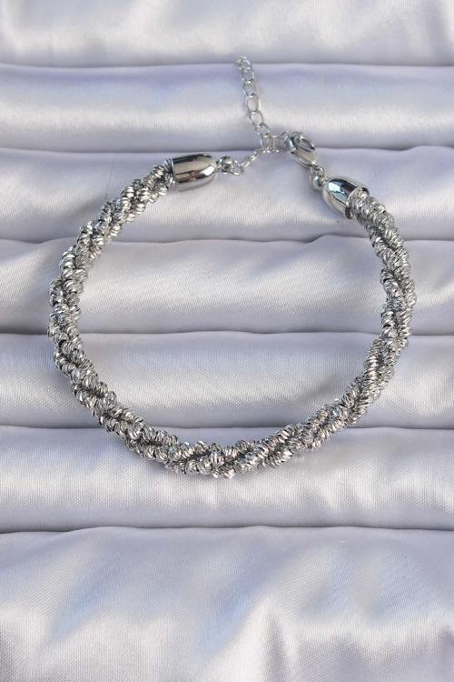 Pirinç Gümüş Renk Sarmal Model Bileklik - EBJ240912W27961