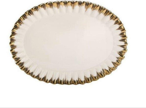 Daisy Oval Sunum Tabak Altın 38 cm