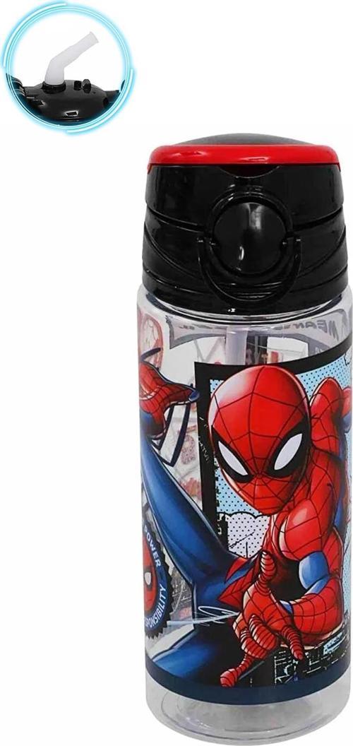 Siyah Tawip Spiderman Suluk 500 Ml - Çocuk Suluk, Matara, Pipetli Suluk Örümcek Adam Suluk