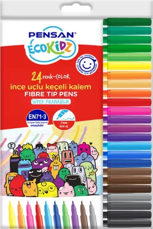 Eco Kidz 24 Renk İnce Uçlu Keçeli Kalem / 5000