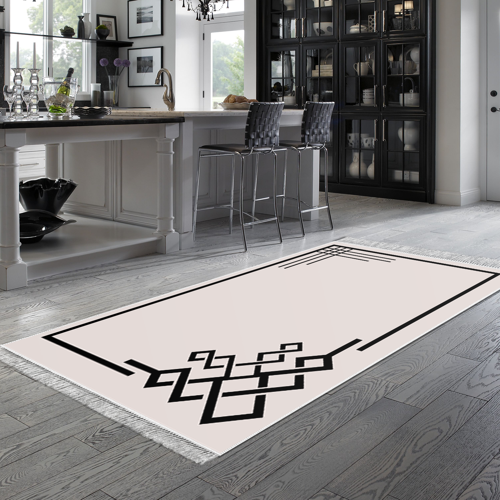 Kaymaz Taban Djt Mutfak Halısı Trend Saçaklı Modern 1919 Krem