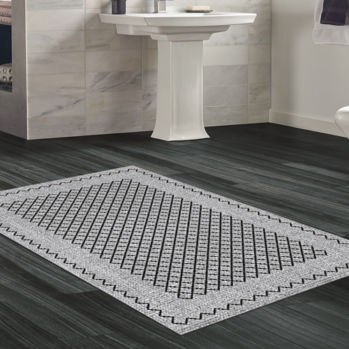 Kaymaz Taban Djt Banyo Halısı Yıldız Deri Modern M5001 Gri