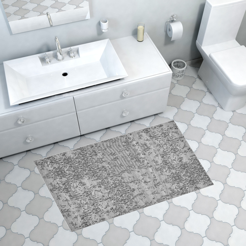 Kaymaz Taban Djt Banyo Halısı Yıldız Deri Modern 1918 Gri