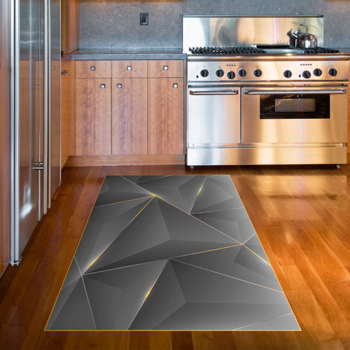 Kaymaz Taban Djt Mutfak Halısı Star Pamuk Modern F5005 Gold Siyah