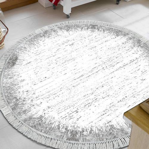 Kaymaz Taban Djt Mutfak Halısı Star Pamuk Saçaklı Yuvarlak Modern 1342 Siyah