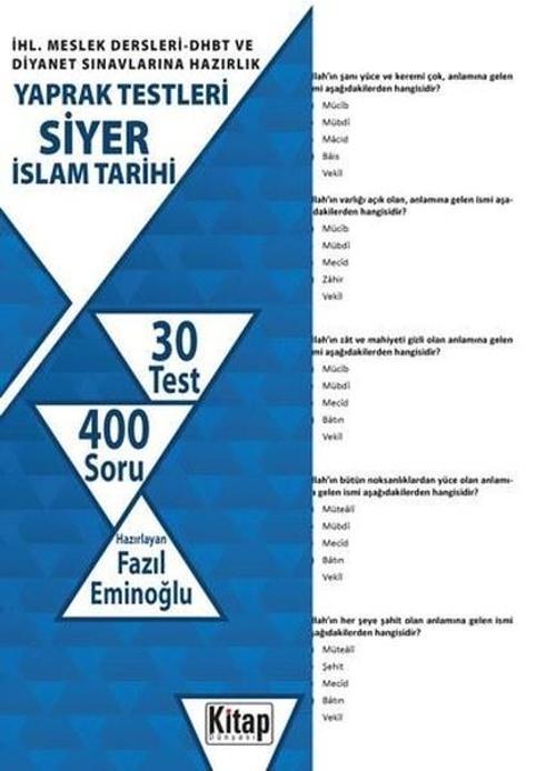 Siyer İslam Tarihi-İHL.Meslek Dersleri DHBT ve Diyanet Sınavlarına Hazırlık Yaprak Testleri