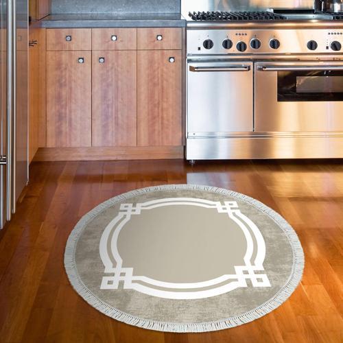 Kaymaz Taban Djt Mutfak Halısı Star Pamuk Saçaklı Yuvarlak Modern 657M Camel