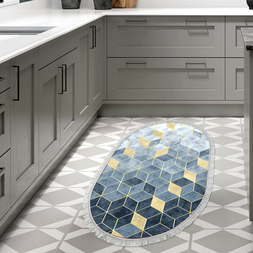 Kaymaz Taban Djt Mutfak Halısı Trend Saçaklı Oval İskandinav 2146M Krem