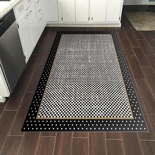 Kaymaz Taban Djt Mutfak Halısı Yıldız Deri Modern 604M Siyah