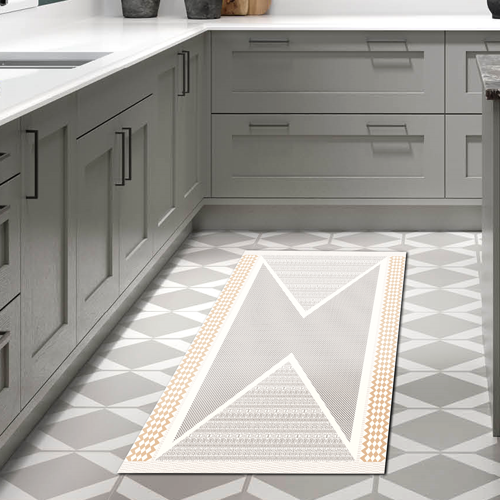 Kaymaz Taban Djt Mutfak Halısı Yıldız Deri Modern P1526 Krem