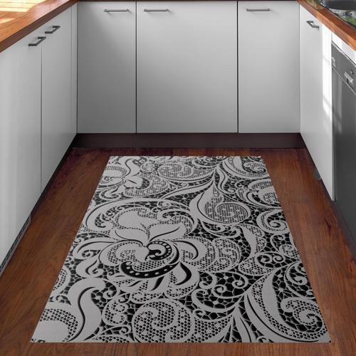 Kaymaz Taban Djt Mutfak Halısı Yıldız Deri Modern Mu145 Gri