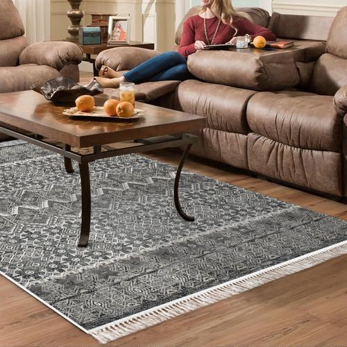 Kaymaz Taban Djt Salon Halısı Star Pamuk Saçaklı İskandinav 1700 Gri