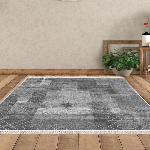 Kaymaz Taban Djt Salon Halısı Trend Saçaklı İskandinav F5132 Mavi