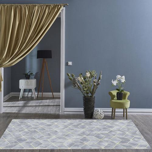 Kaymaz Taban Djt Salon Halısı Yıldız Deri Modern 627M Mavi