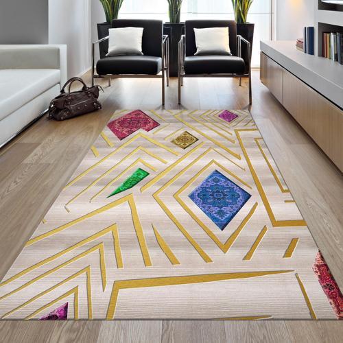 Kaymaz Taban Djt Salon Halısı Yıldız Deri Modern P1337 Renkli