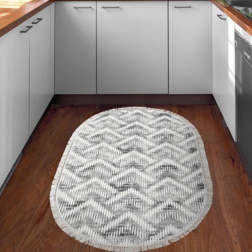 Kaymaz Taban Djt Mutfak Halısı Trend Saçaklı Oval İskandinav F5124