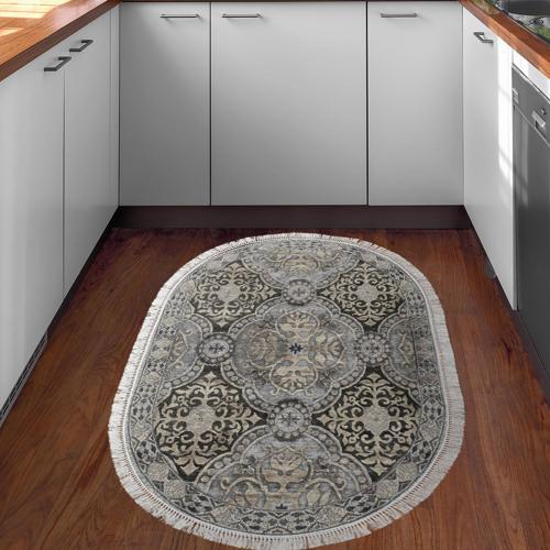 Kaymaz Taban Djt Mutfak Halısı Trend Saçaklı Oval Modern 659M