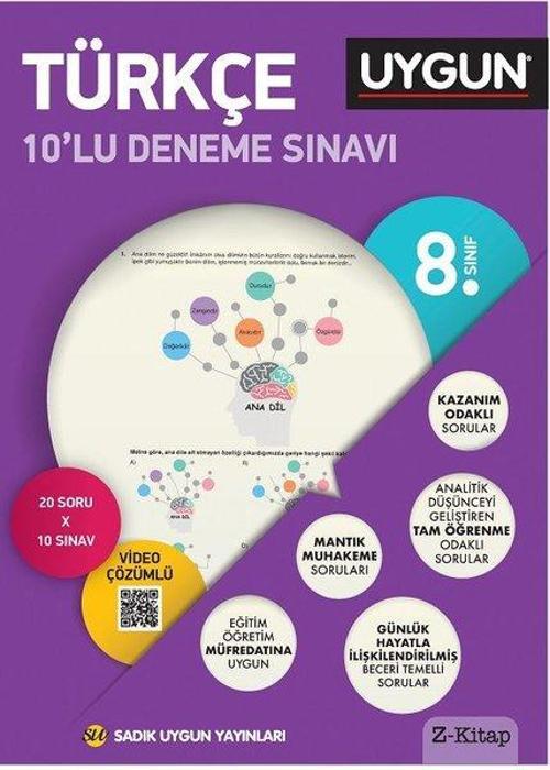 8.Sınıf Deneme Kitabı 10'Lu Türkçe