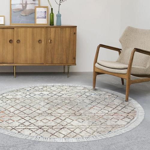 Kaymaz Taban Djt Salon Halısı Trend Saçaklı Yuvarlak İskandinav F5079