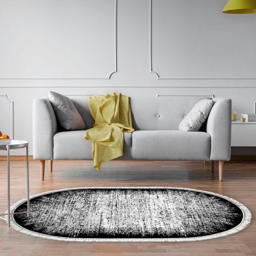 Kaymaz Taban Djt Salon Halısı Yıldız Deri Saçaklı Oval Modern 1342
